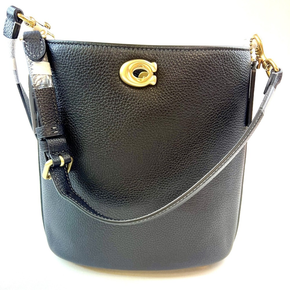 Coach CW624 Willow Black Pebbled Leather Bucket Shoulder bag with Dust Bag